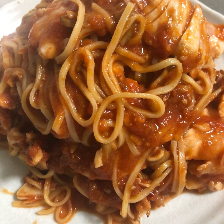 スズキのトマトソーススパゲティ